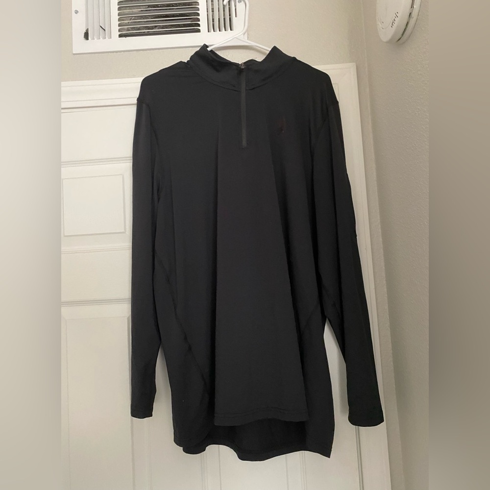 Spyder Active Pullover Shirt Men's Size XXL Black Long Sleeve 1/4 Zip Mock Neck